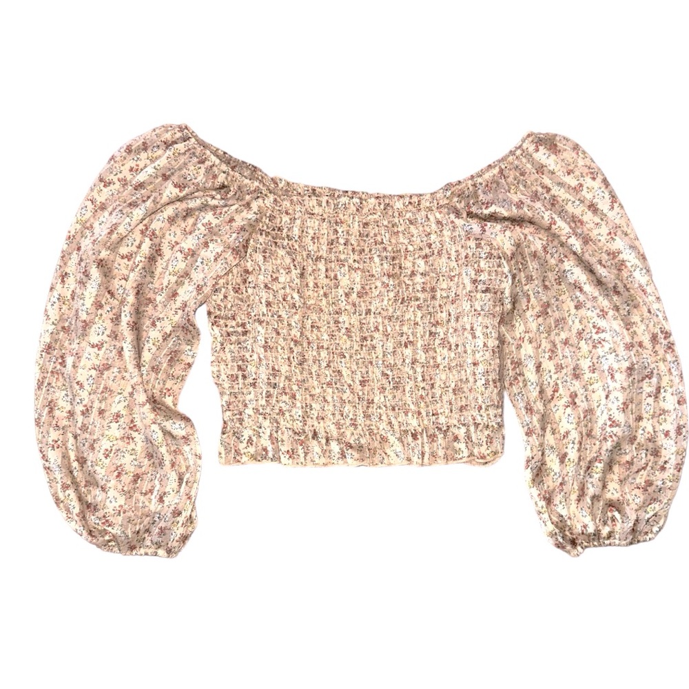 Audrey 3+1 gold neutral floral top size M